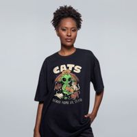 CAMISETA OVERSIZED PRETA - CATS BECAUSE