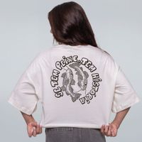 CROPPED OVERSIZED OFF WHITE - SE TEM PEIXE TEM HISTÓRIA