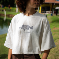 CROPPED OVERSIZED OFF WHITE - NEM O MAR TÁ PRA PEIXE
