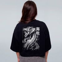 CROPPED OVERSIZED PRETO - DRAGÃO MARINHO