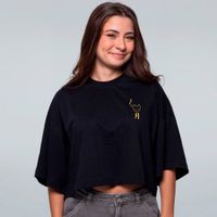 CROPPED OVERSIZED PRETO - GATO ZZZ