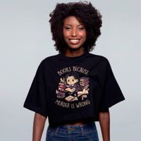 CROPPED OVERSIZED PRETO - BOOKS BECAUSE MURDER IS WRONG