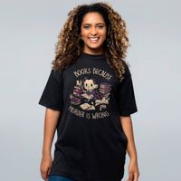CAMISETA OVERSIZED PRETA - BOOKS BECAUSE MURDER IS WRONG