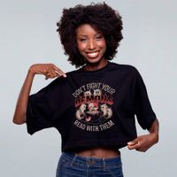 CROPPED OVERSIZED PRETO - READ WITH YOUR DEMONS