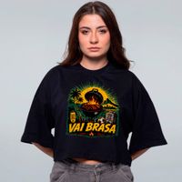 CROPPED OVERSIZED PRETO - VAI BRASA