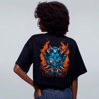 CROPPED OVERSIZED PRETO - ONI CYBERPUNK