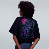 CROPPED OVERSIZED PRETO - NEON DRAGON