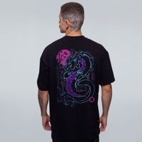 CAMISETA OVERSIZED PRETA - NEON DRAGON
