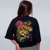 CROPPED OVERSIZED PRETO - TOKYO TIGER
