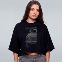 CROPPED OVERSIZED PRETO - KARAVAN OUTLINE