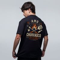 CAMISETA OVERSIZED PRETA - AMO CHURRASCO