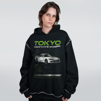 MOLETOM PRETO COM PESPONTO BRANCO - TOKYO SIDEWAYS