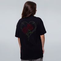 CAMISETA OVERSIZED PRETA - ROSES ARE RED