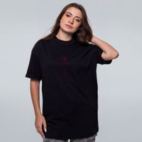 CAMISETA OVERSIZED PRETA - ROSES ARE RED
