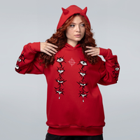 MOLETOM COM CHIFRE VERMELHO E PESPONTO PRETO - QUEBRADO