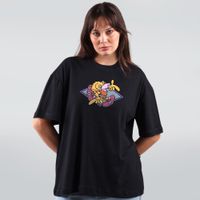 CAMISETA OVERSIZED PRETA - FLORES E MAMONAS