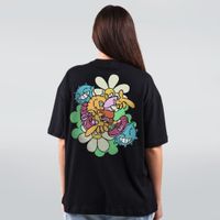 CAMISETA OVERSIZED PRETA - FLORES E MAMONAS