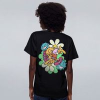 CAMISETA PRETA - FLORES E MAMONAS