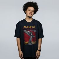 CAMISETA OVERSIZED PRETA - MANGA VERDE