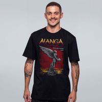 CAMISETA PRETA - MANGA VERDE