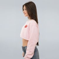 MOLETOM CROPPED ROSA - A VIDA É MELHOR COM BEIJINHOS