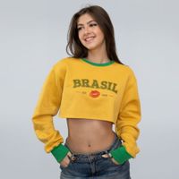 MOLETOM CROPPED AMARELO E VERDE - BRASIL 2026