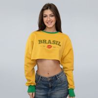 MOLETOM CROPPED AMARELO E VERDE - BRASIL 2026