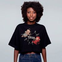 CROPPED OVERSIZED PRETO - SPYKE HEART