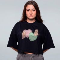 CROPPED OVERSIZED PRETO - TWO HEARTS