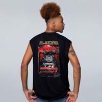 REGATA OVERSIZED PRETA - CAMARO VERMELHO