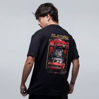 CAMISETA OVERSIZED PRETA - CAMARO VERMELHO