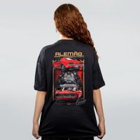 CAMISETA OVERSIZED PRETA - CAMARO VERMELHO