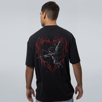 CAMISETA OVERSIZED PRETA - CURSED BY CUPID