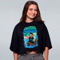 CROPPED OVERSIZED PRETO - CONSTRUA UM BARCO