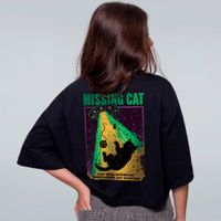 CROPPED OVERSIZED PRETO - MISSING CAT
