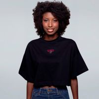 CROPPED OVERSIZED PRETO - SKULL KITTY