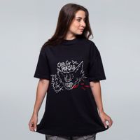 CAMISETA OVERSIZED PRETA - CABEÇA DE MORCEGO