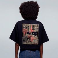 CROPPED OVERSIZED PRETO - DARK STAMP