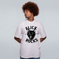 CAMISETA OVERSIZED OFF WHITE - FLICK ROCKS