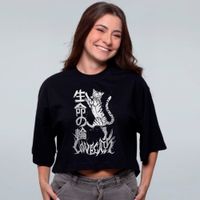 CROPPED OVERSIZED PRETO - LOVE CATS