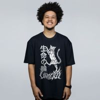 CAMISETA OVERSIZED PRETA - LOVE CATS