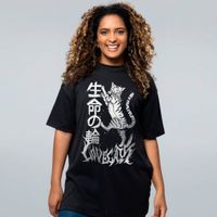 CAMISETA OVERSIZED PRETA - LOVE CATS