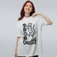 CAMISETA OVERSIZED OFF WHITE - LOVE CATS