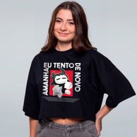 CROPPED OVERSIZED PRETO - AMANHÃ TENTO DE NOVO