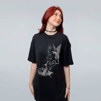 CAMISETA OVERSIZED PRETA - ANJO E DEMONIO