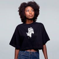 CROPPED OVERSIZED PRETO - TEATRO DE MÁSCARAS