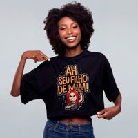 CROPPED OVERSIZED PRETO - MÃE BRAVA
