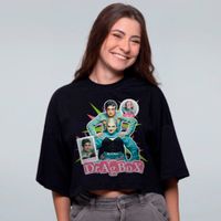 CROPPED OVERSIZED PRETO - DRAGBOX Y2K