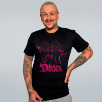 CAMISETA PRETA - ANJINHO E DIABINHO
