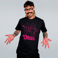 CAMISETA PRETA - ANJINHO E DIABINHO